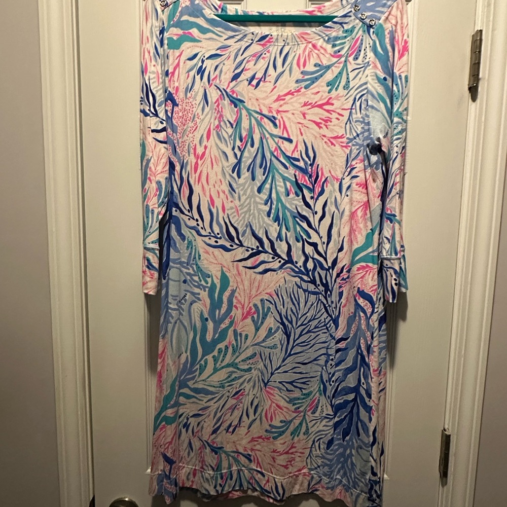 Lilly Pulitzer Multicolor Coral-Print Boatneck Midi Dress